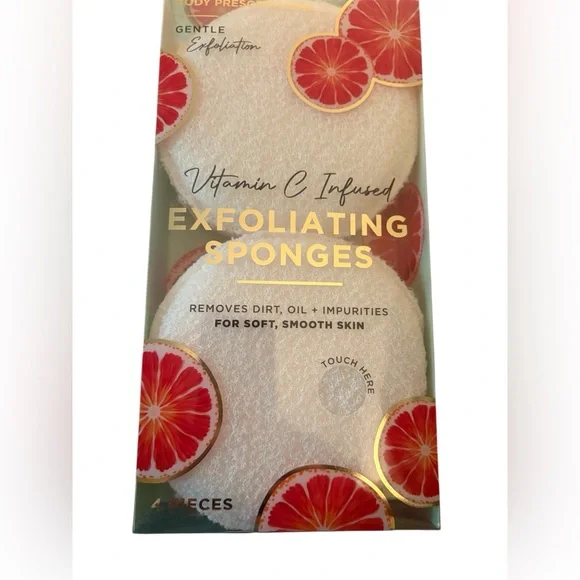 Body Prescriptions Set of 4 Vitamin C Infused Sponges and PInk Sky Vit C Scrub - Picture 2 of 5